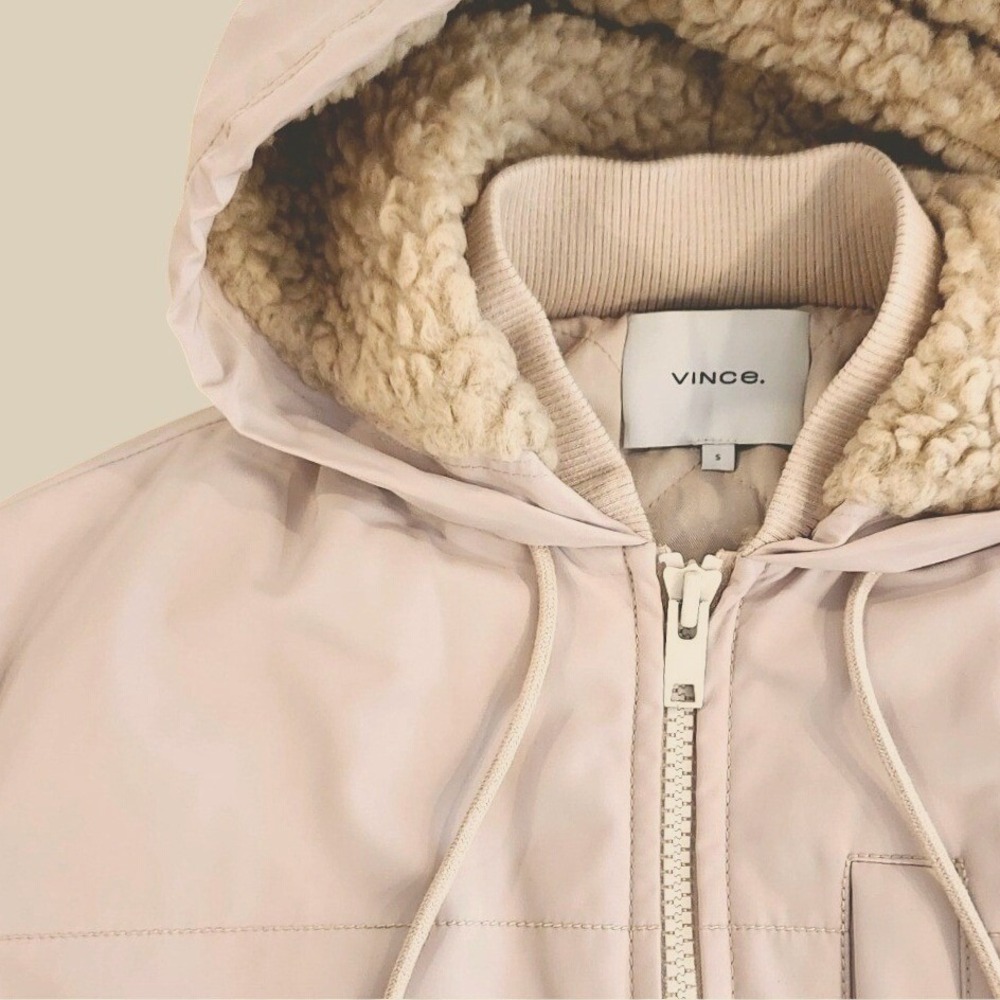 VINCE QUILTED FAUX SHEARLING WOMEN JACKET SIZE S